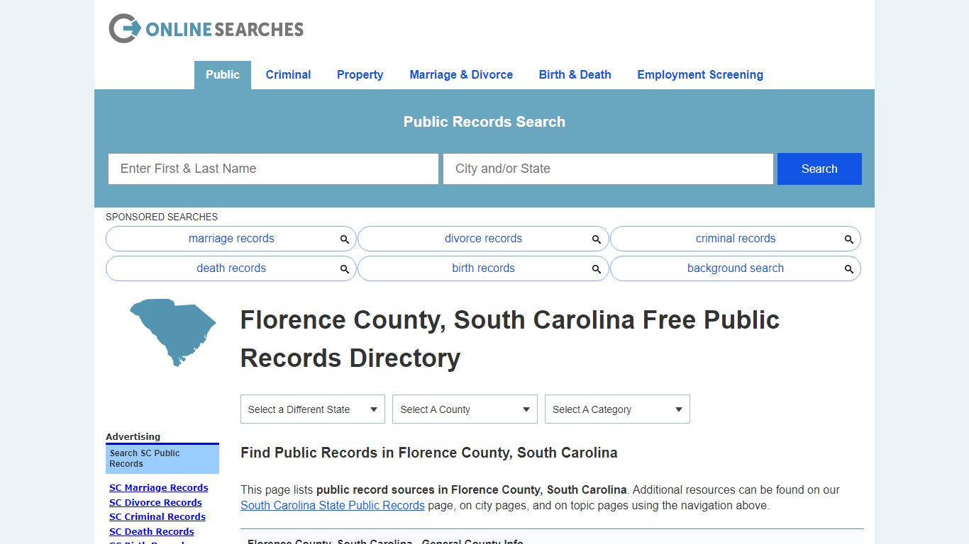Florence County, South Carolina Public Records Directory